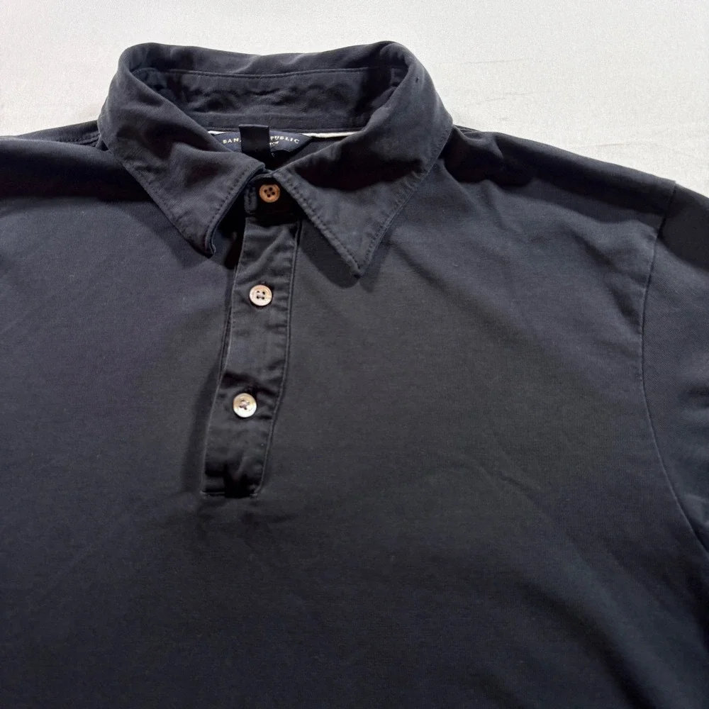 Banana Republic Polo Shirt Mens Large Black Pima Cotton Short Sleeve Casual